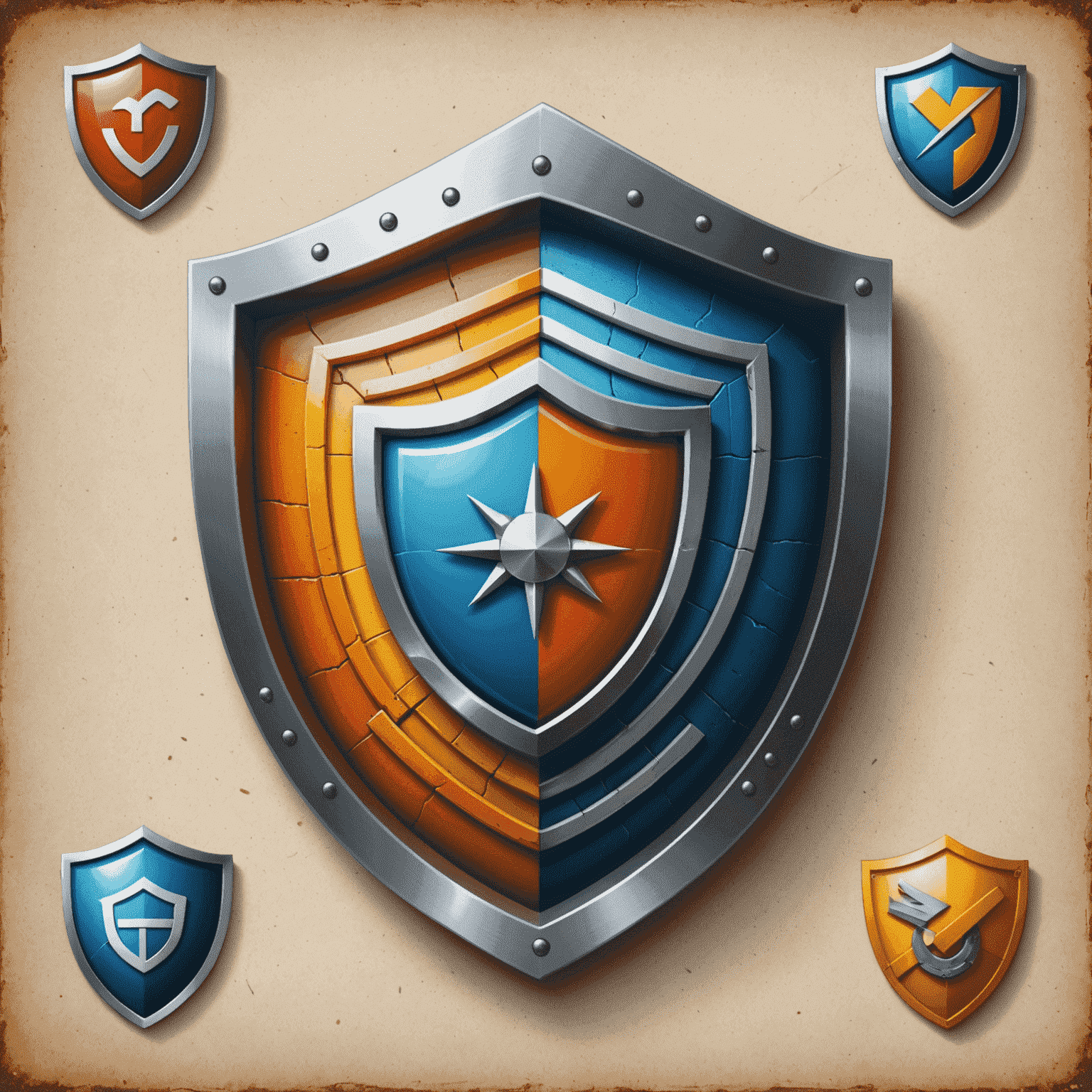 Collage of antivirus software logos and a shield icon representing protection against cyber threats