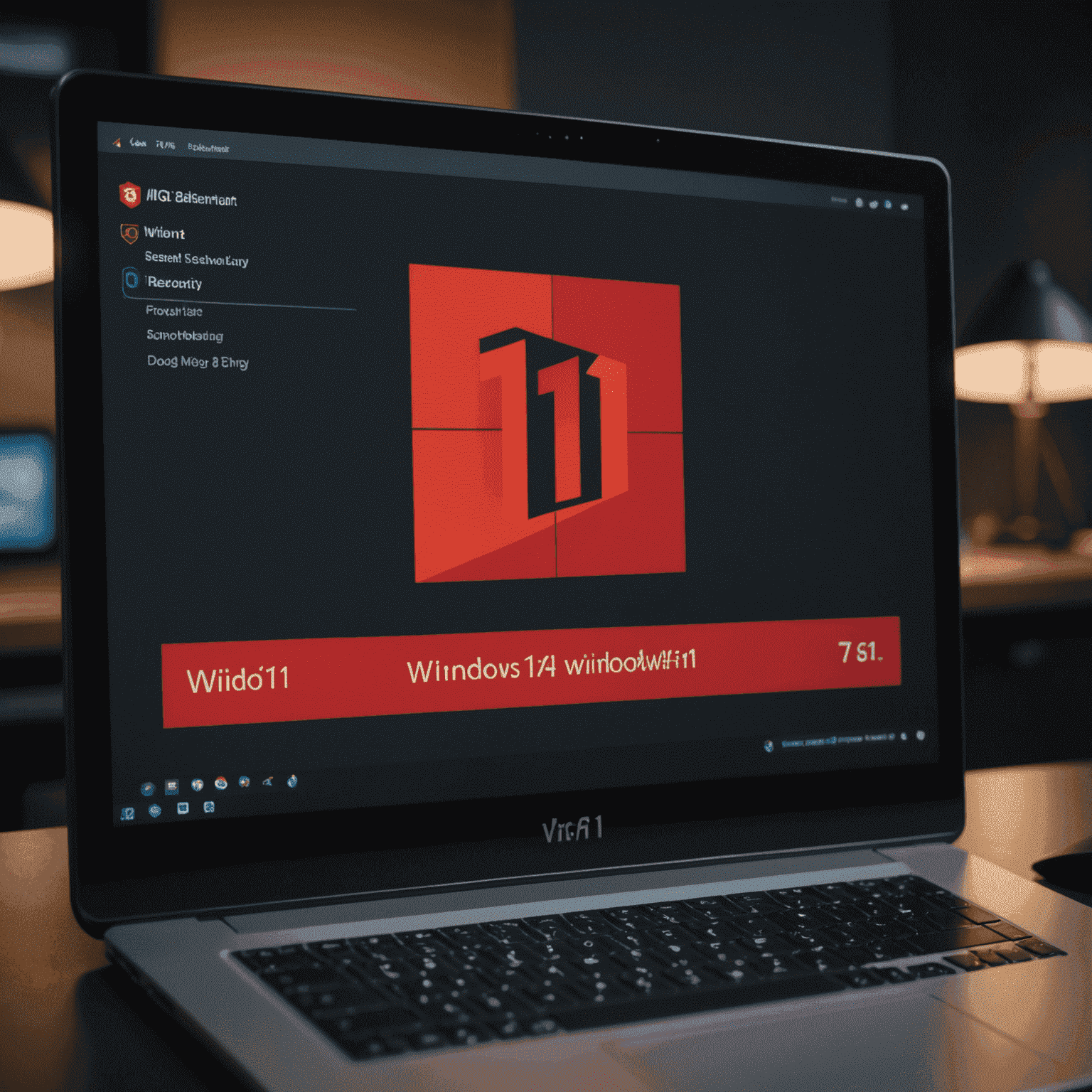 A computer screen displaying a Windows 11 logo with a red warning sign, symbolizing a critical security vulnerability