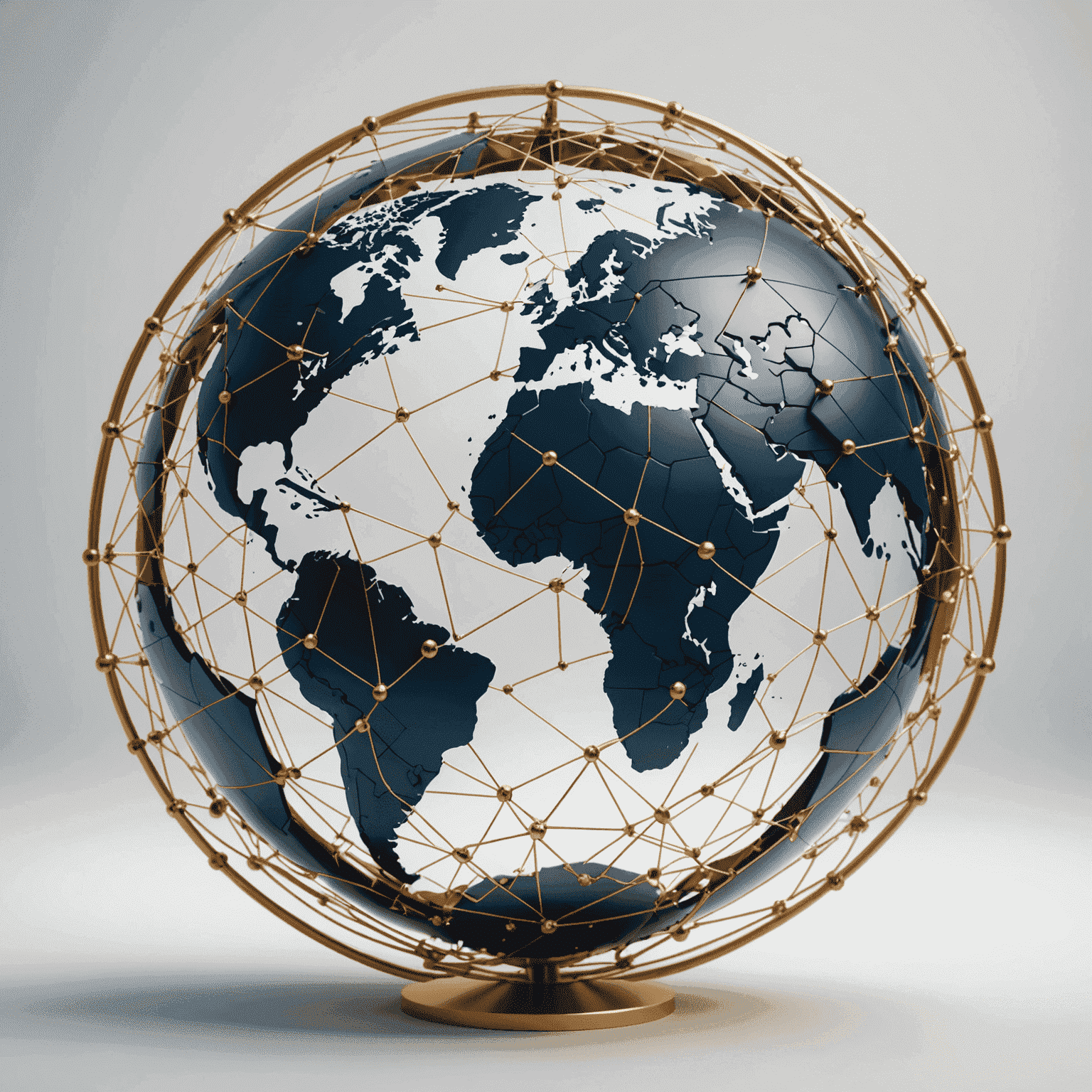 A globe with interconnected nodes, symbolizing a secure VPN network