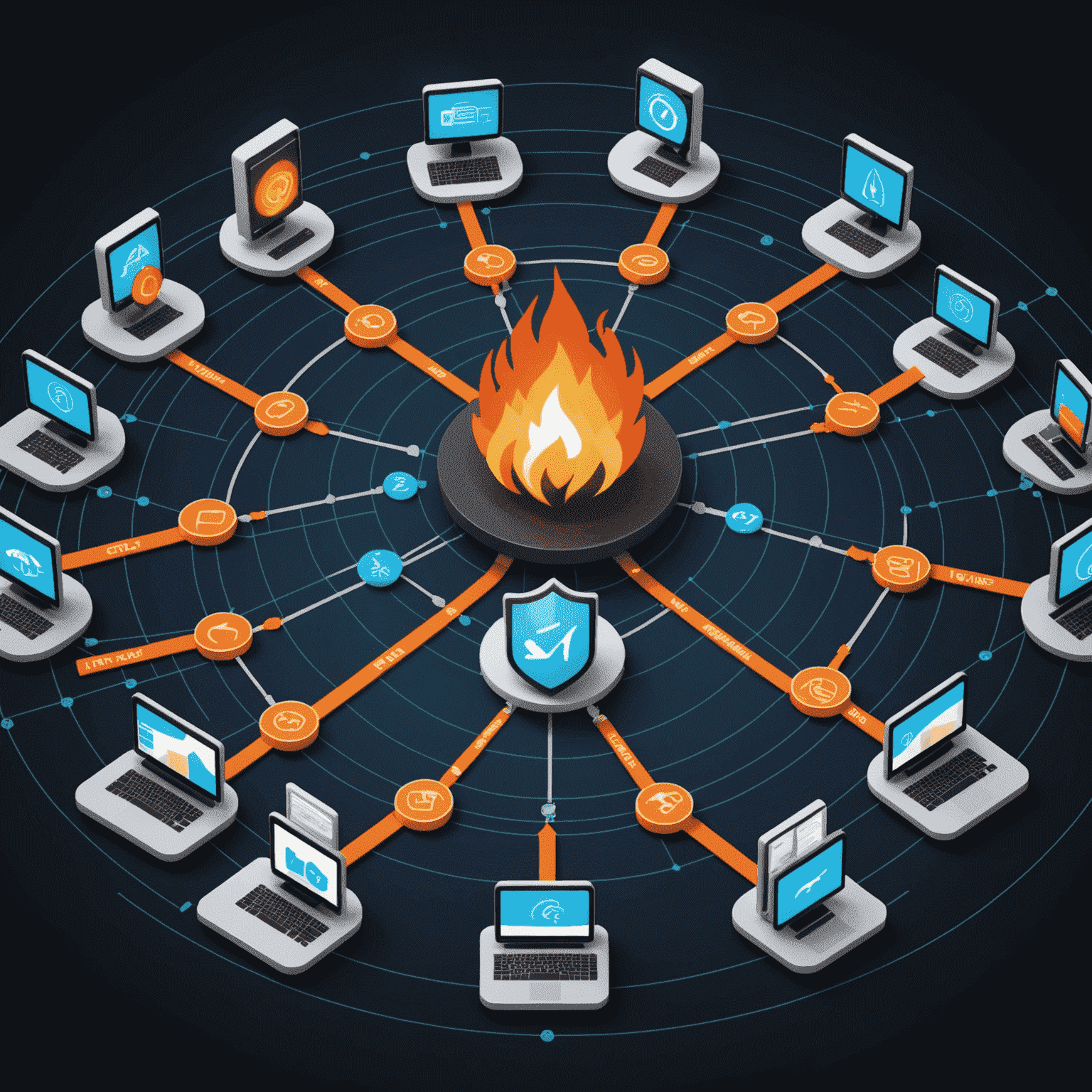 Firewall protection diagram showing network traffic being filtered