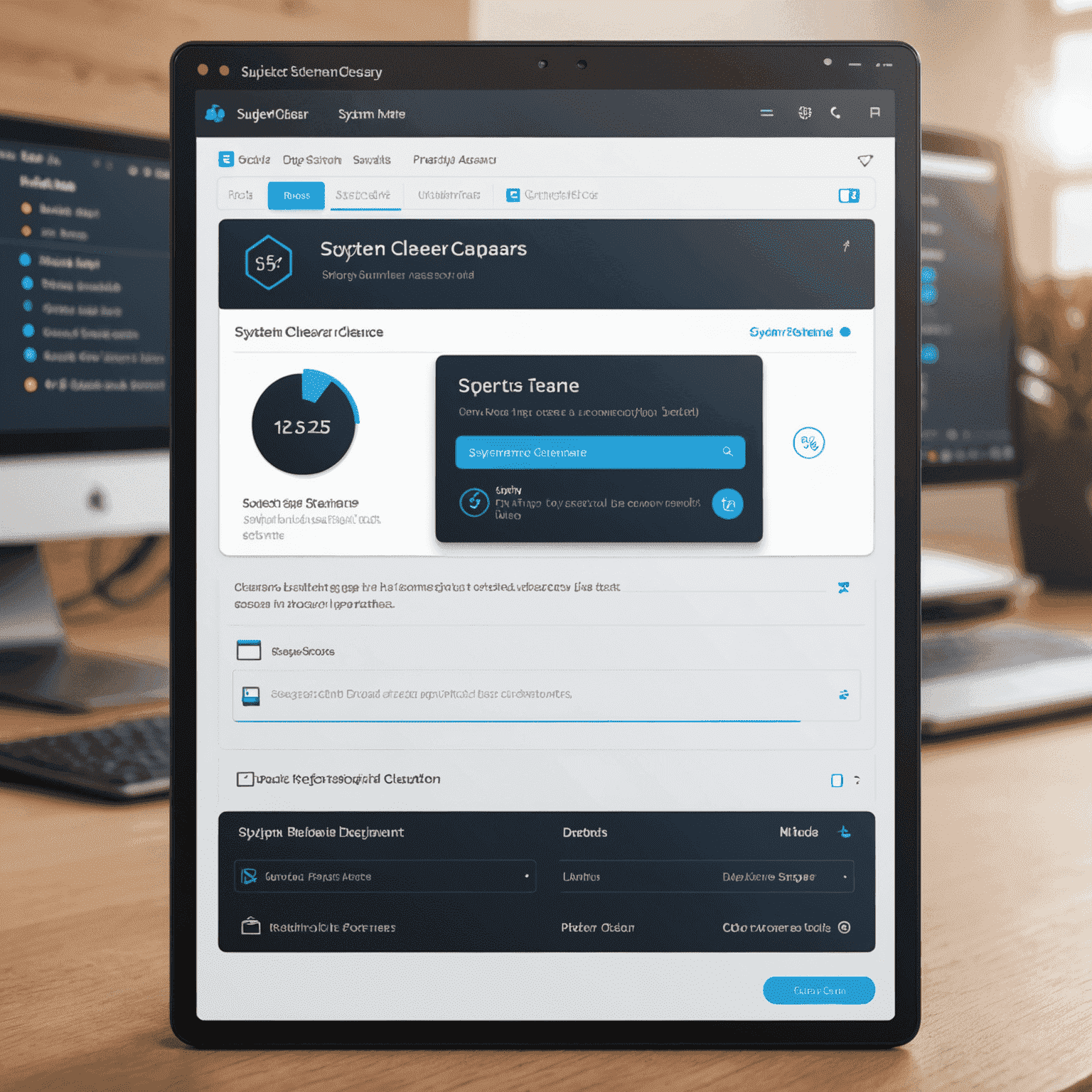 System cleaner interface showing disk space recovery and performance optimization options